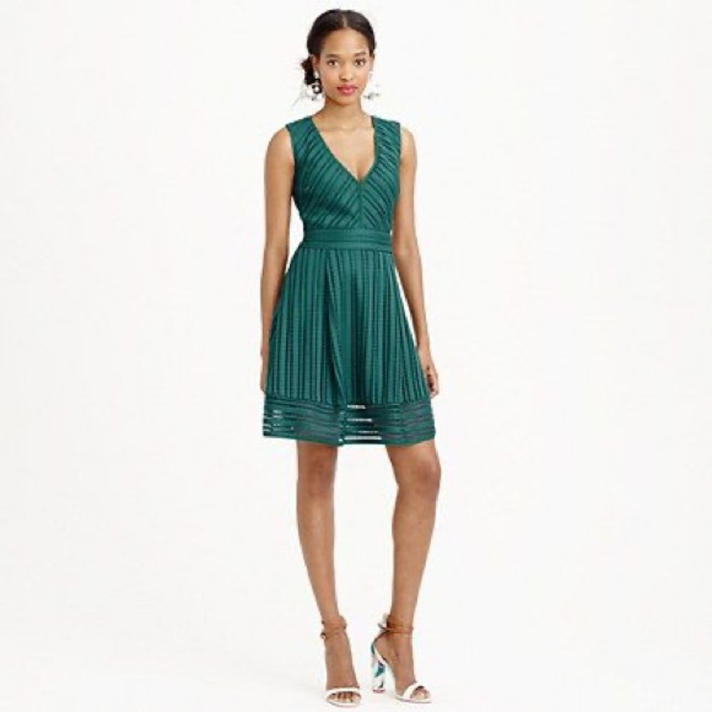 J.Crew Sleeveless Eyelet Dress in Emerald Green